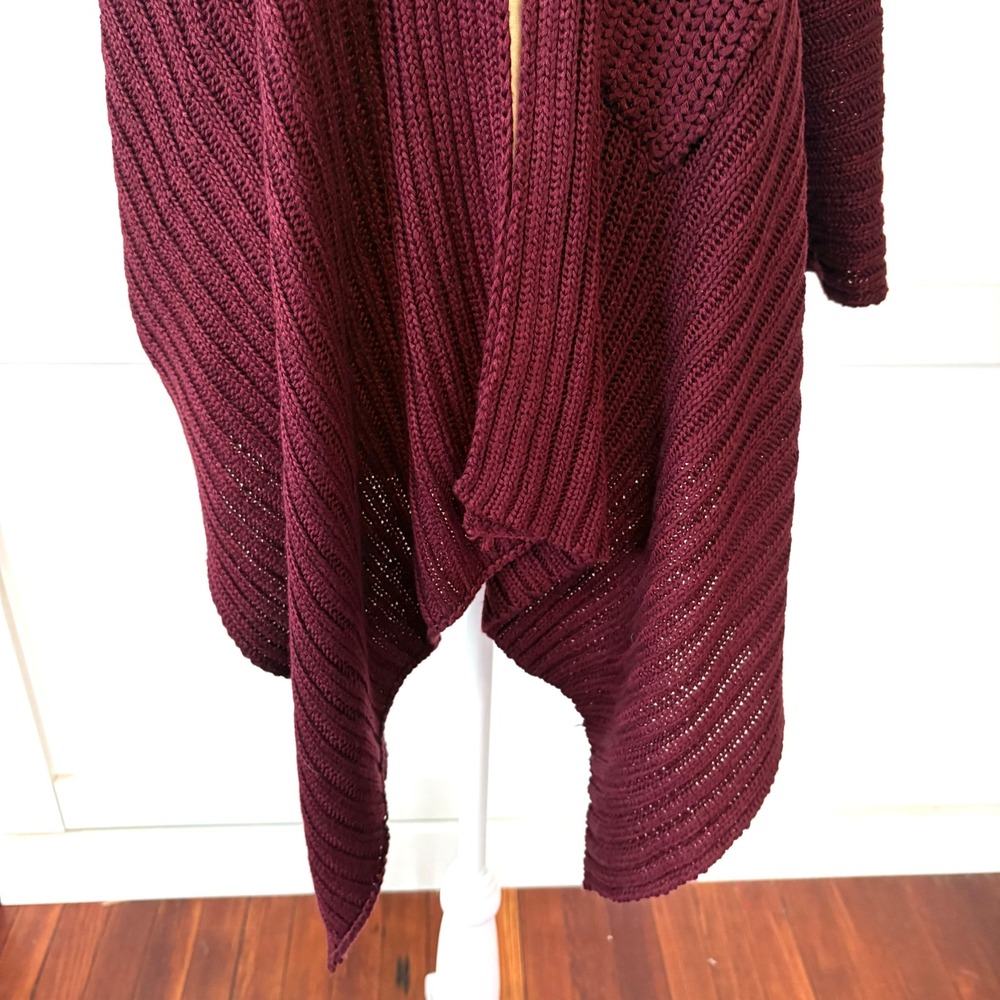 Chico's‎ Women's Burgundy Ribbed kimono Cardigan in Size S/M - Picture 4 of 8